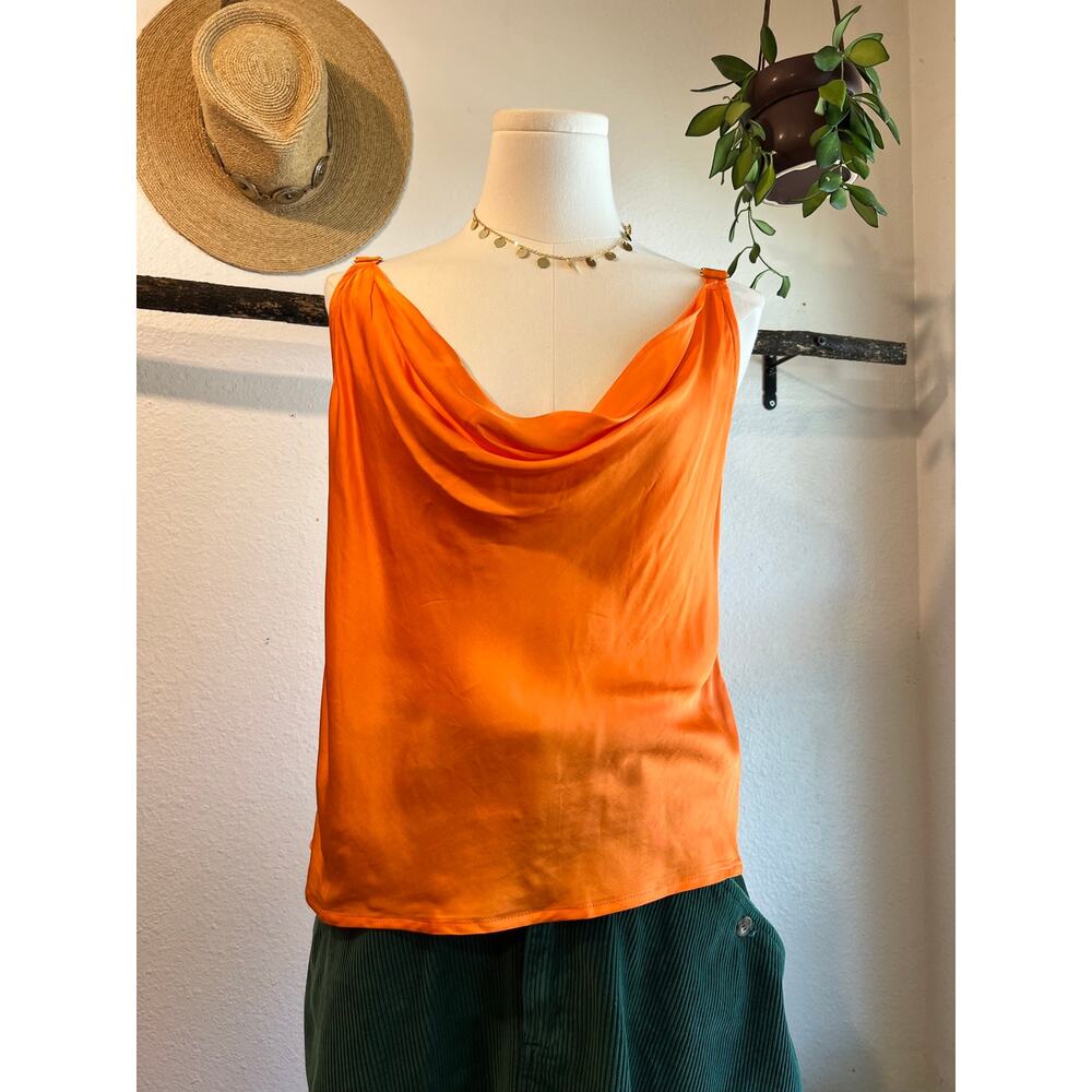 AS by DF Orange Satiny Silky Drapey Tank Top Size Small